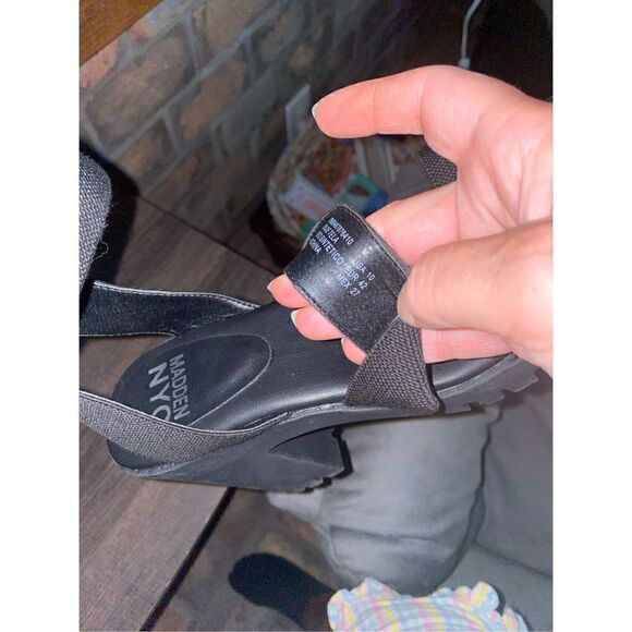 Steve Madden Y2K chunky combat punk heeled strappy sandals black size 10 - Picture 6 of 12